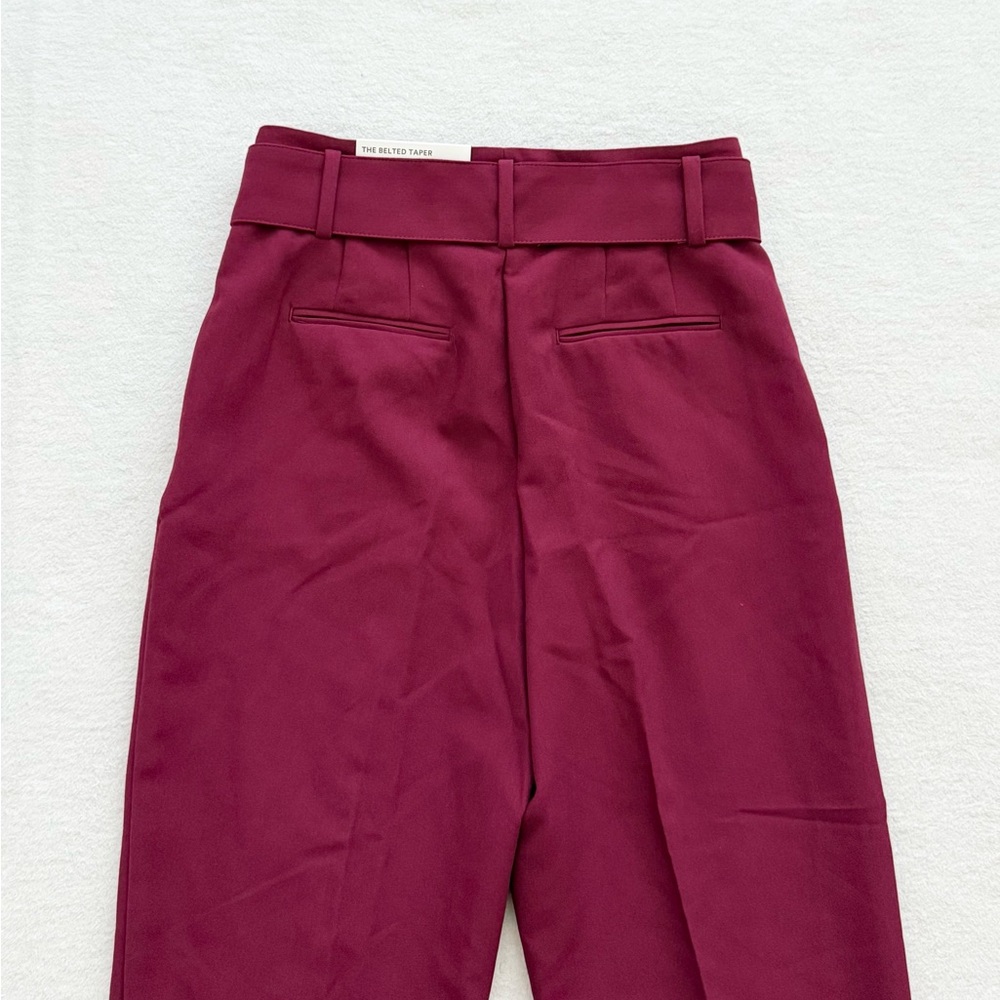 NWT Ann Taylor Petite Belted High Rise Tapered Pants Burgundy Size 0P - Picture 7 of 10